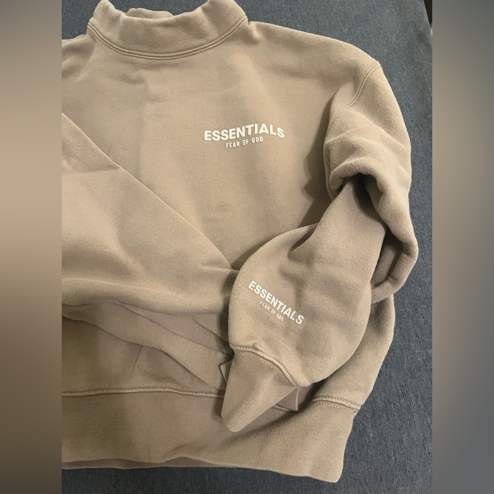 Fear of God Essentials Kids Tan Mock neck Sweatshirt